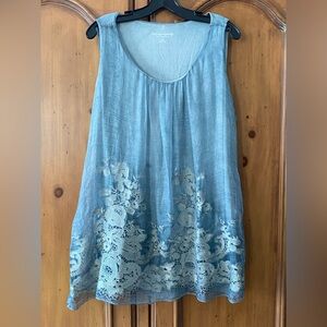 Soft Surroundings Top Womens Large Silk Lace Overlay Boho Fairy Romantic